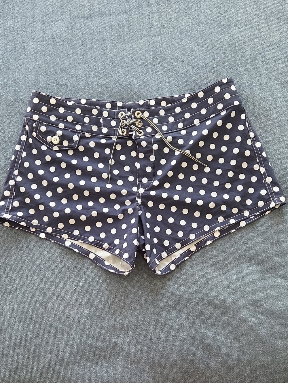 Birdwell Beach Britches Navy Polka Dot Lace-Up Board Shorts
